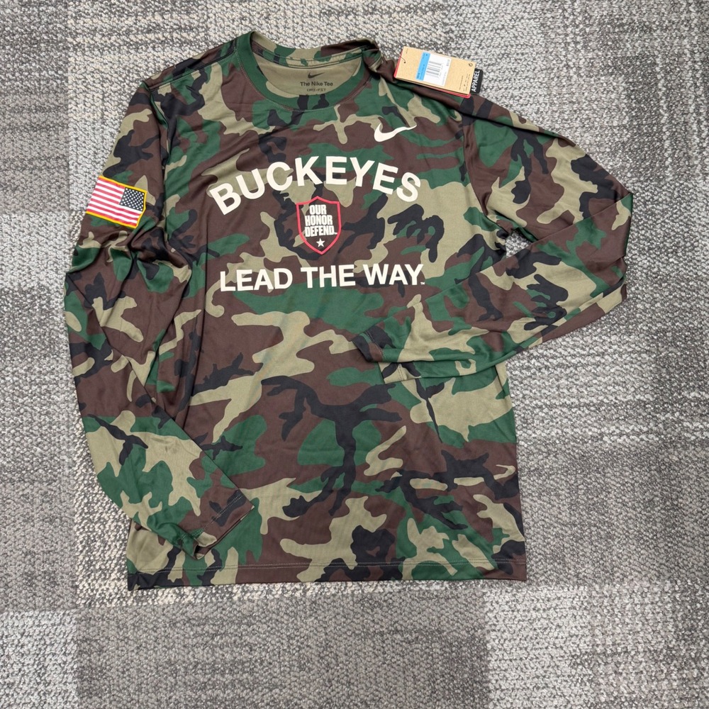 Ohio State Buckeyes Mens Med Nike Camo Military Appreciation Long sleeve Dri Fit